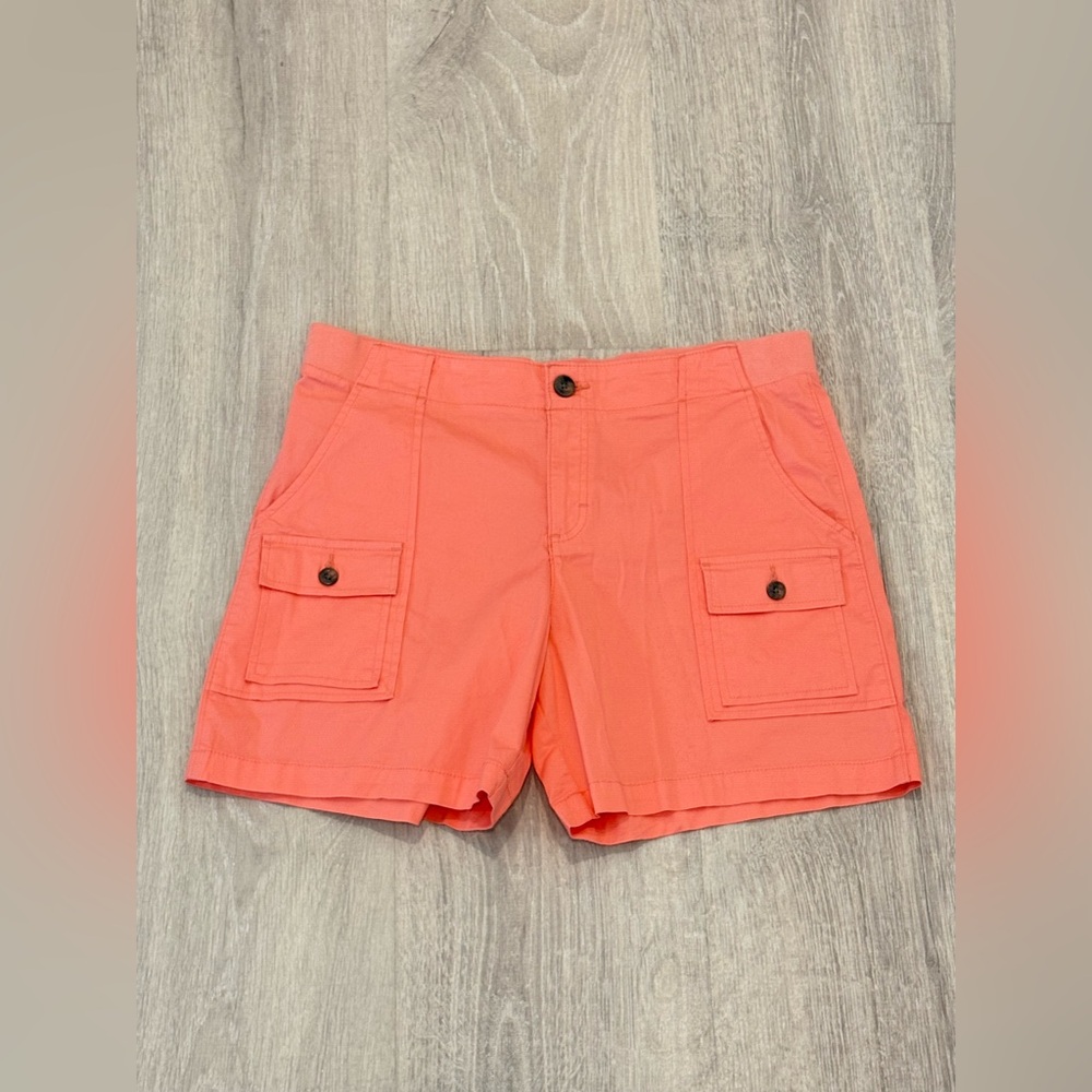 Lee Pink Cotton Cargo Bermuda Shorts Elastic Waist Size 12 - Picture 3 of 7